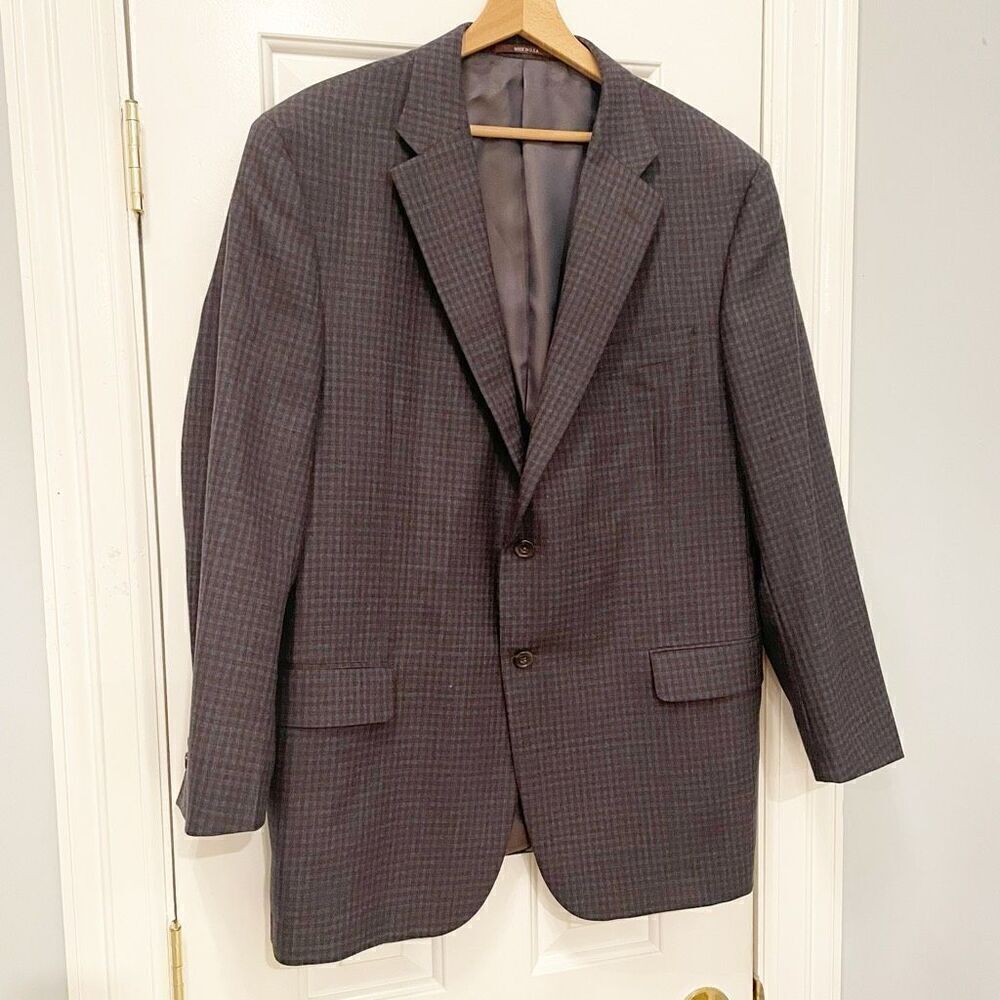 Hickey Freeman Plaid Blazer 100% Worsted Wool Made in the USA 46 Regular - Picture 6 of 8
